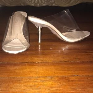 Clear Open Toe Slide Heels